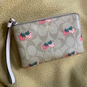 Strawberry Coach mini wristlet